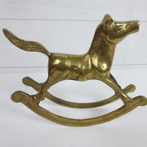 Vintage Brass Rocking Horse Figurine 7"x 6"